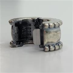 PANDORA BEVELED CLIP, 790267, MARKED: S925 ALE, RETIRED, LIGHT SCRATCHES